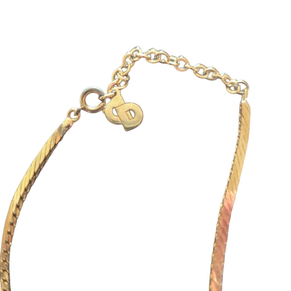 Christian Dior Black Enamel Elegant Gold and Black Triangle Pendant Necklace - Picture 3 of 5